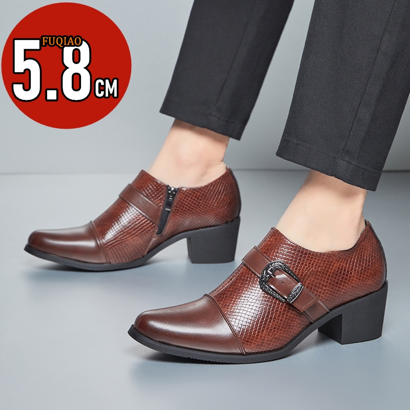 Men'S Formal Style - 빈티지 스타일 남성 하이힐 가죽 신발
