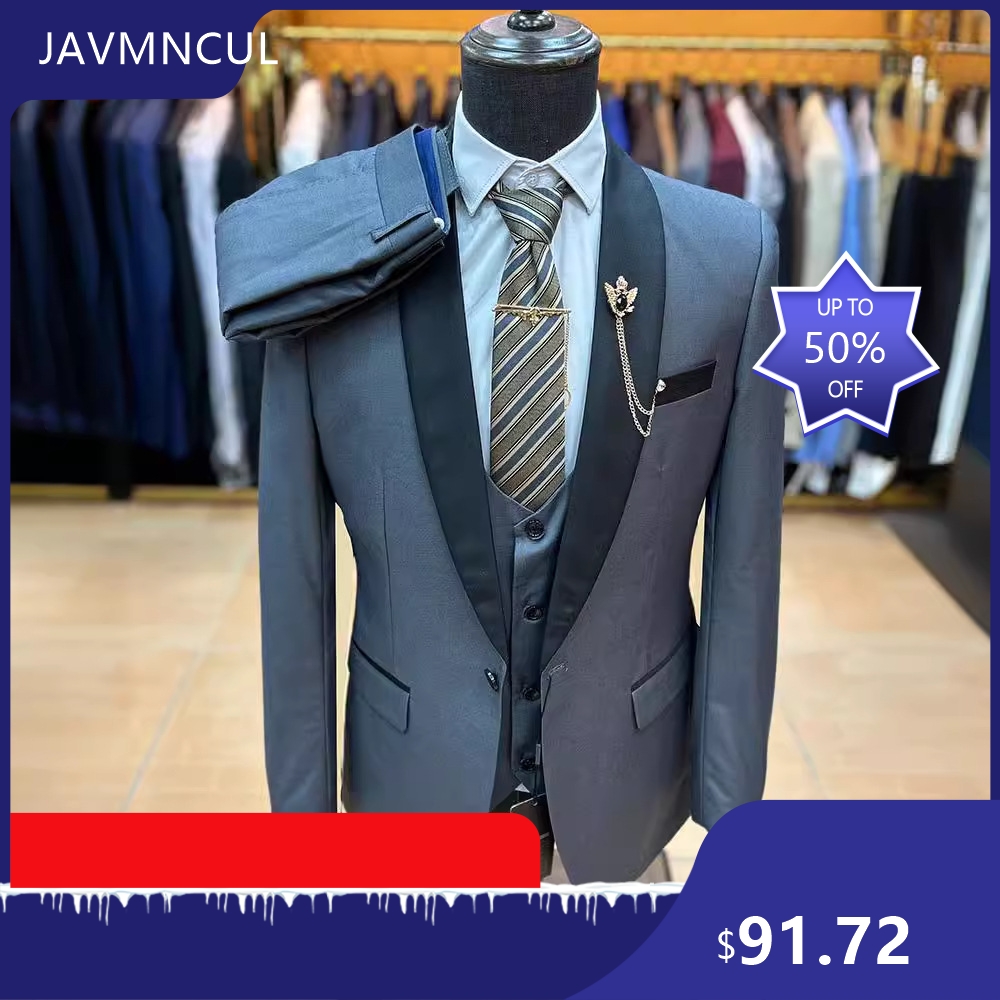 Men'S Formal Wear For Graduation - 남성 슬림핏 3피스 수트 숄라펠 정장