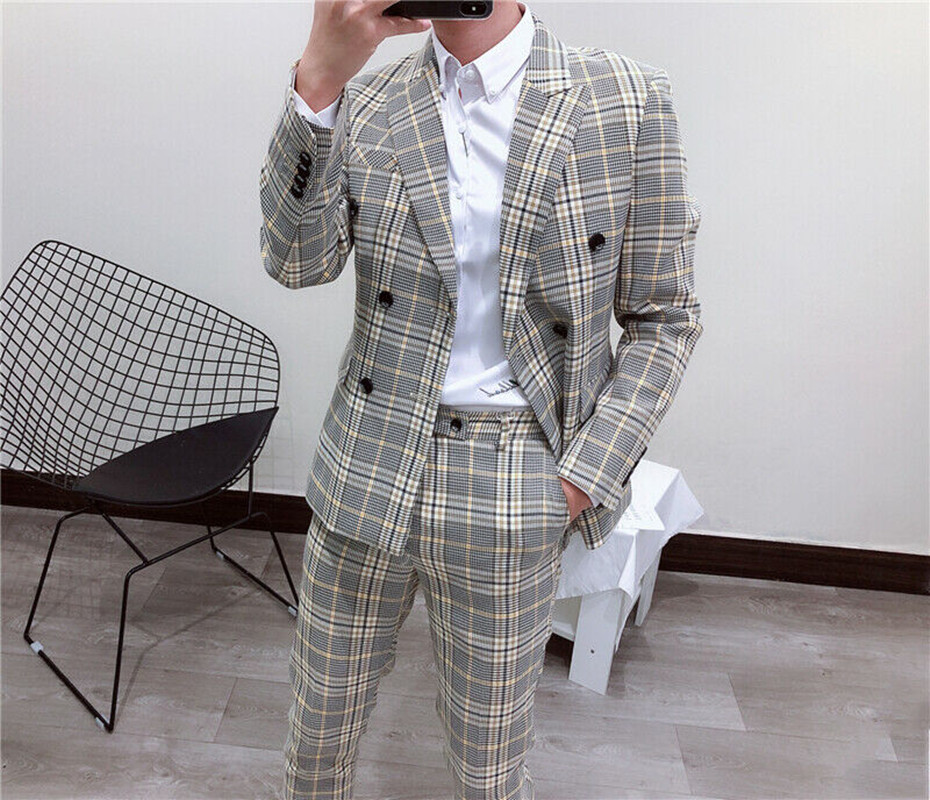 Latest Men Formal Wear - 최신 새 스타일 흡연 격자 무늬