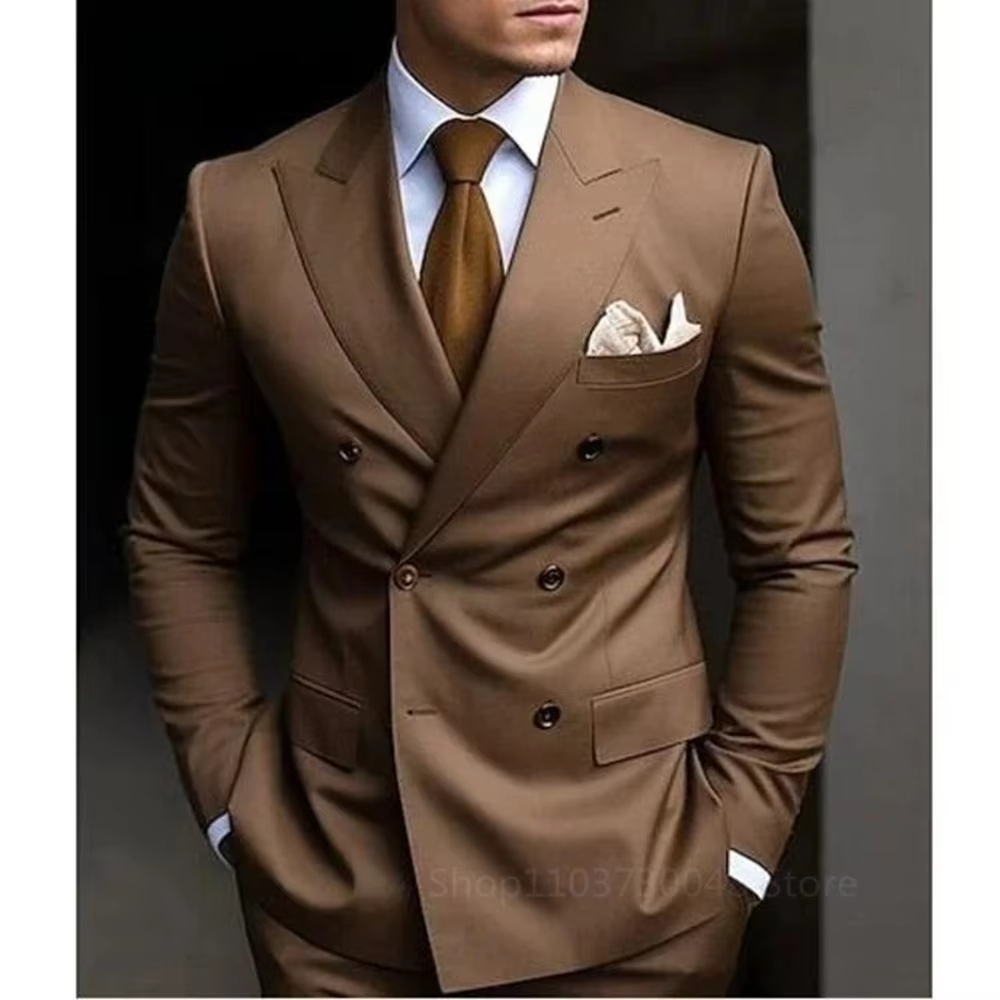 Men'S Formal Wear For Graduation - 투피스 브라운 스모킹 재킷, 데일리 졸업