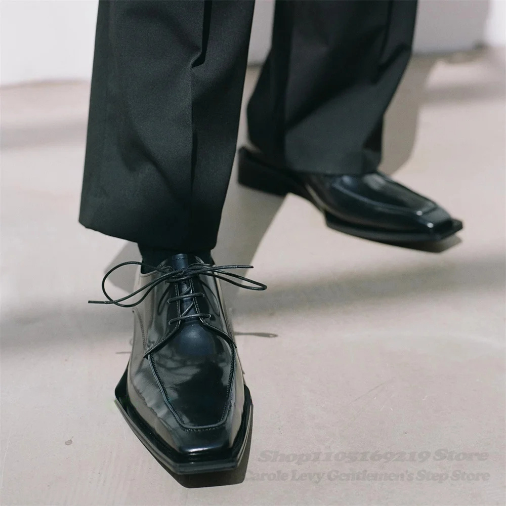 Men'S Formal Style - 블랙 에나멜 가죽 남성용 4cm 굽
