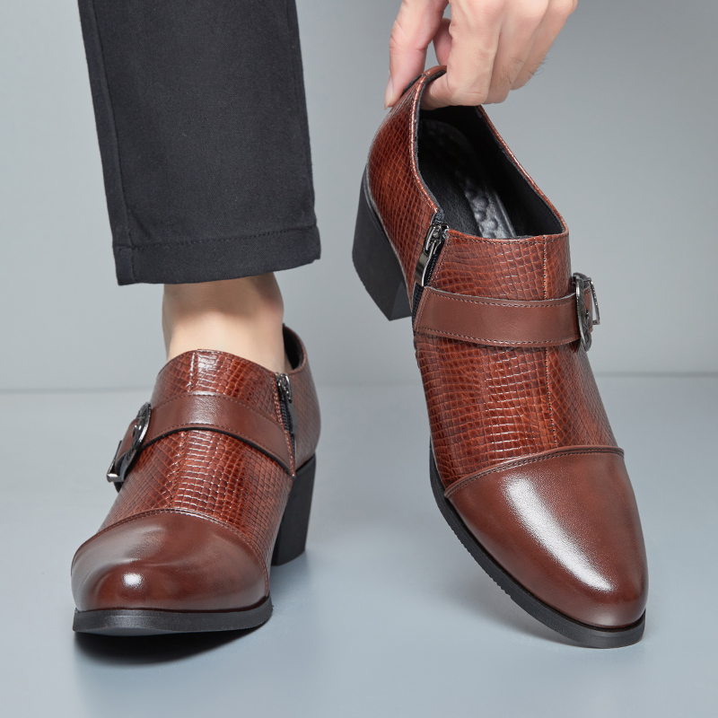 빈티지 스타일 남성 하이힐 가죽 신발 뱀 무늬 패션 통 - Men'S Formal Style 리뷰 및 가격