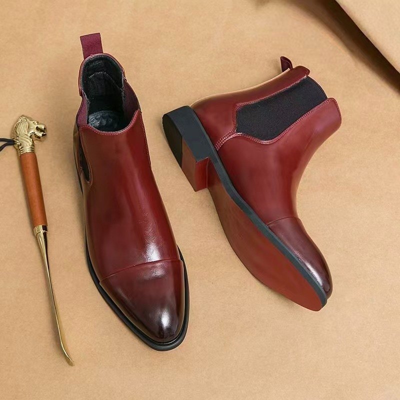 남성용 클래식 레드 첼시 부츠 뾰족한 발가락 가죽 발목 - Men'S Formal Style 리뷰 및 가격