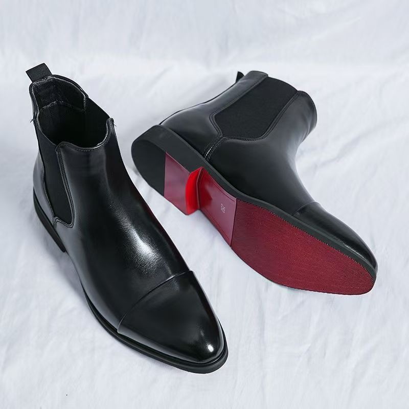 남성용 클래식 레드 첼시 부츠 뾰족한 발가락 가죽 발목 - Men'S Formal Style 리뷰 및 가격