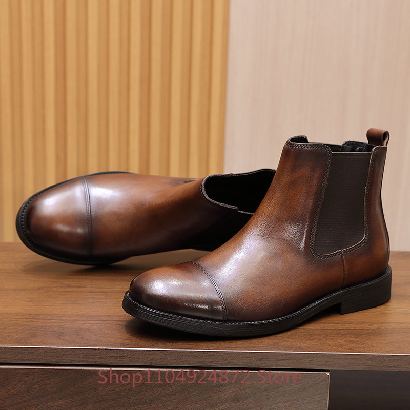고품질 첼시 부츠 남성 비즈니스 정장용 하이탑 가죽 신 - Men'S Formal Style 리뷰 및 가격