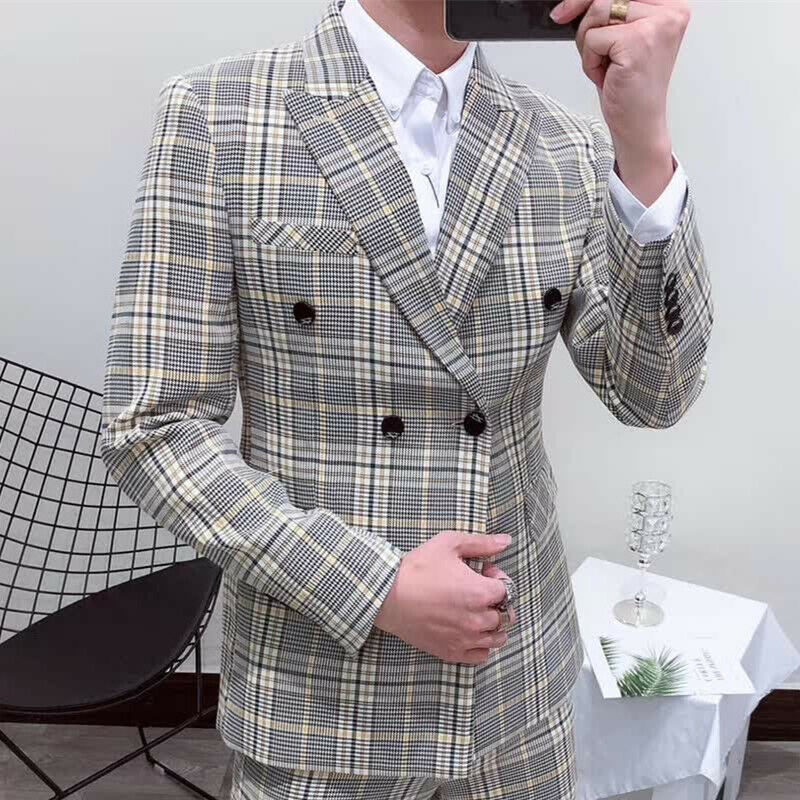 최신 새 스타일 흡연 격자 무늬 남성 정장 더블 브레스 - Latest Men Formal Wear 리뷰 및 가격