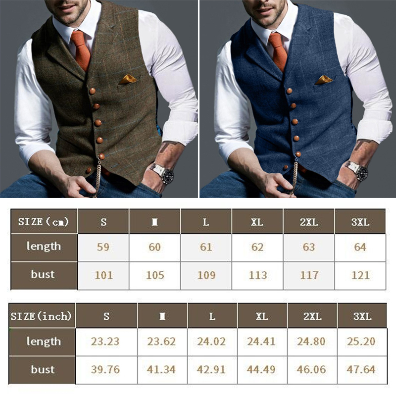 패션 남자 조끼 옷깃 트위드 격자 무늬 v 넥 양복 조 - Men Formal Wear Vest 리뷰 및 가격