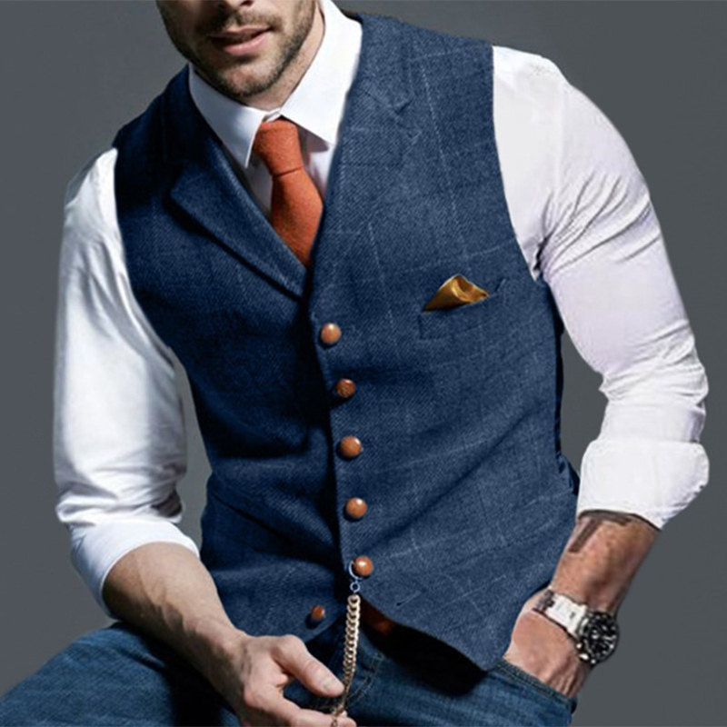 패션 남자 조끼 옷깃 트위드 격자 무늬 v 넥 양복 조 - Men Formal Wear Vest 리뷰 및 가격