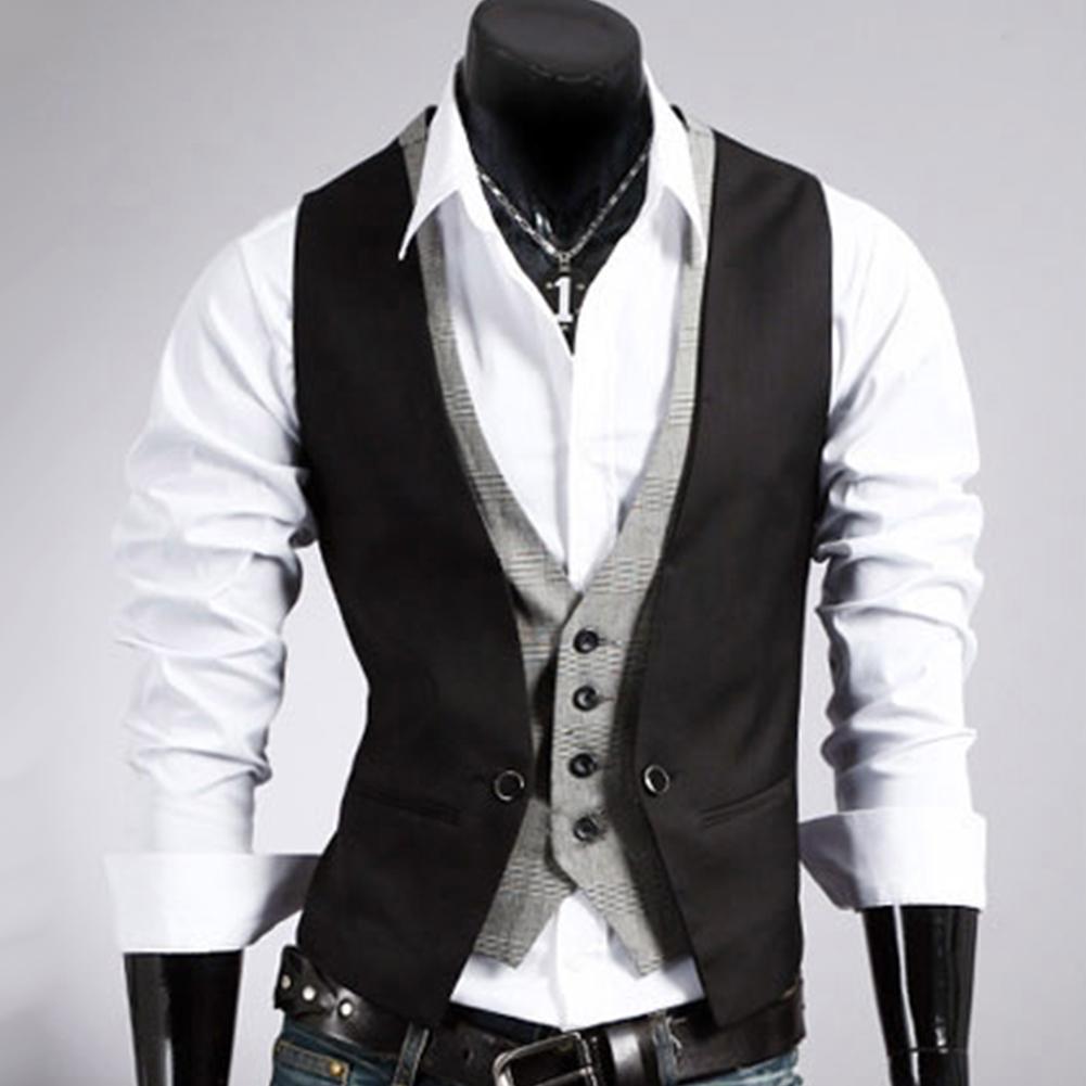 남성 정장 양복 조끼 조끼 비즈니스 솔리드 컬러 싱글  - Men Formal Wear Vest 리뷰 및 가격