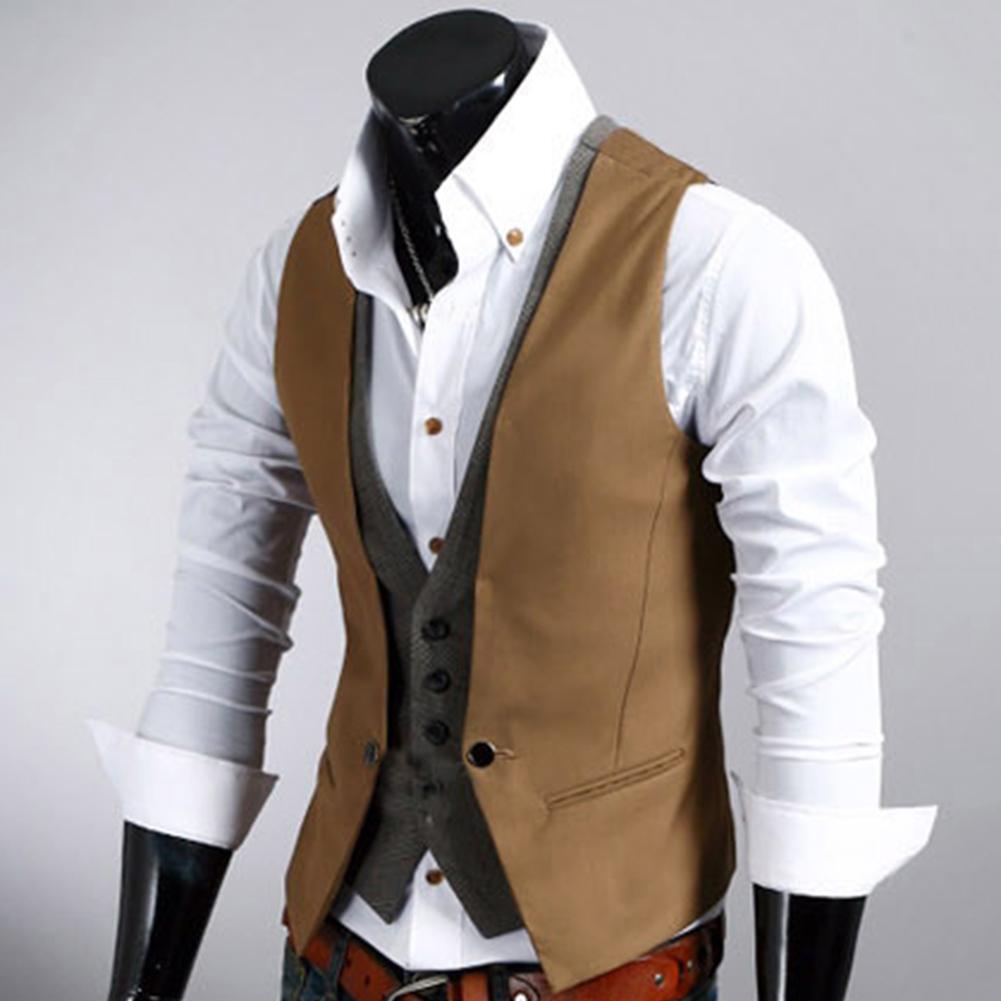 남성 정장 양복 조끼 조끼 비즈니스 솔리드 컬러 싱글  - Men Formal Wear Vest 리뷰 및 가격