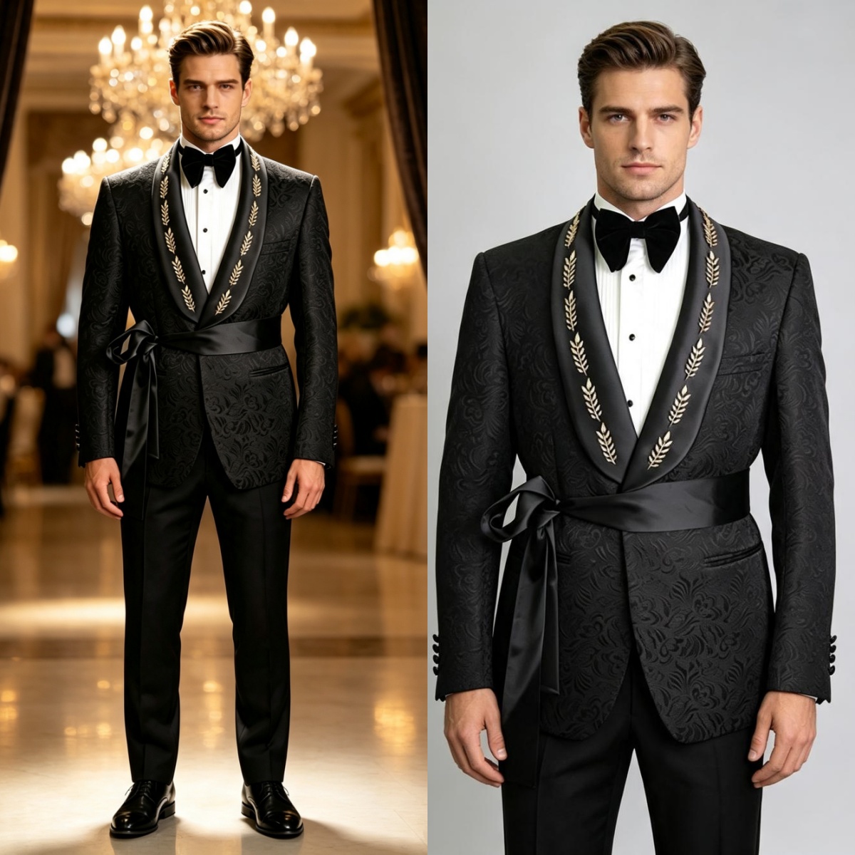 정장 웨딩 턱시도 자카드 새시 2피스 세트 자켓 팬츠  - Men'S Formal Wear For Graduation 리뷰 및 가격