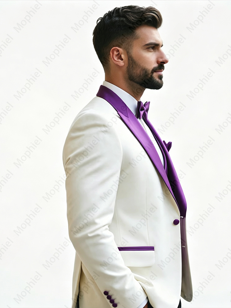 흰색 남성 정장 3피스 세트, 슬림핏, 뾰족한 라펠,  - Men Formal Wear Vest 리뷰 및 가격