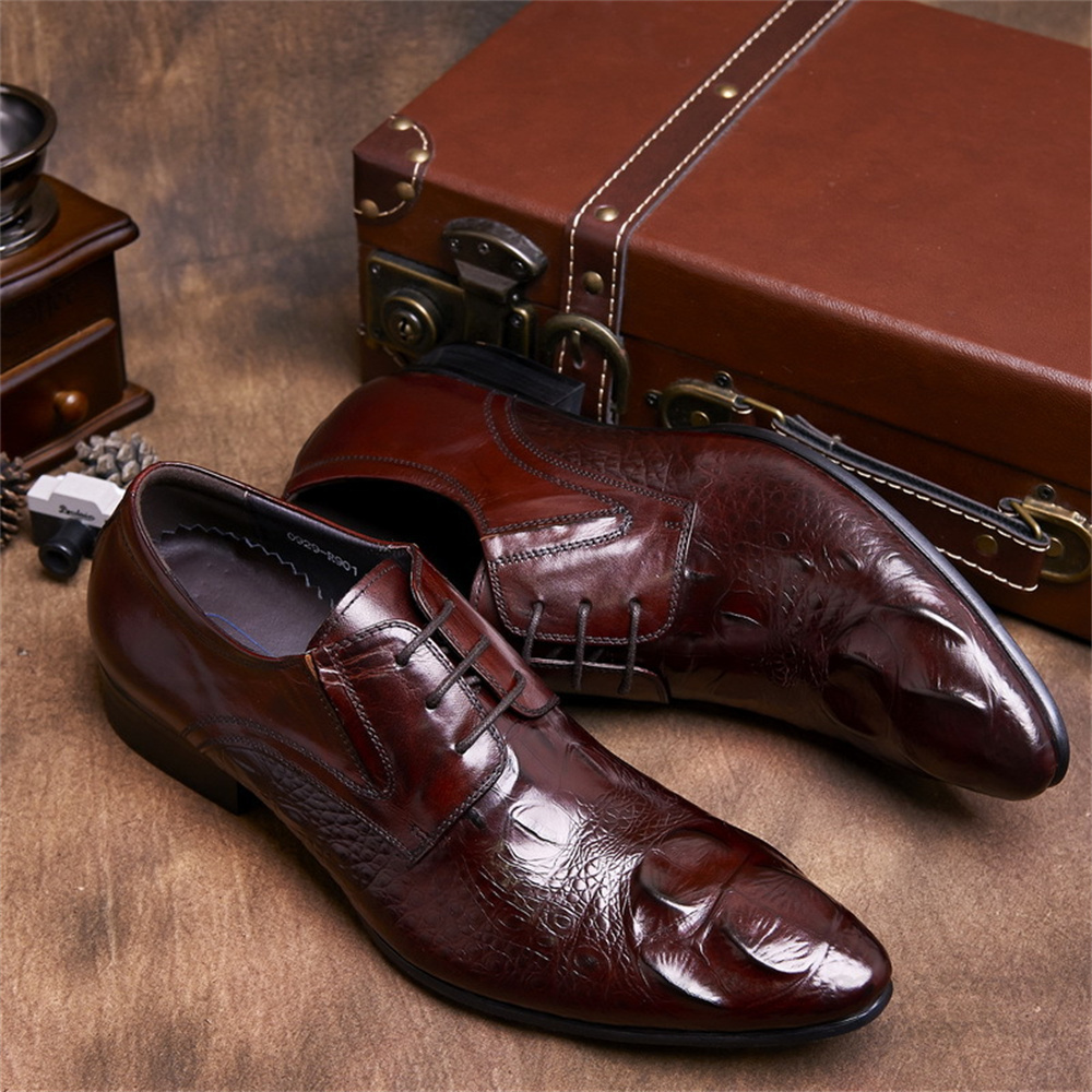 소가죽 엠보싱 악어 무늬 영국 스타일 남성 포인티드 토 - Men'S Formal Style 리뷰 및 가격