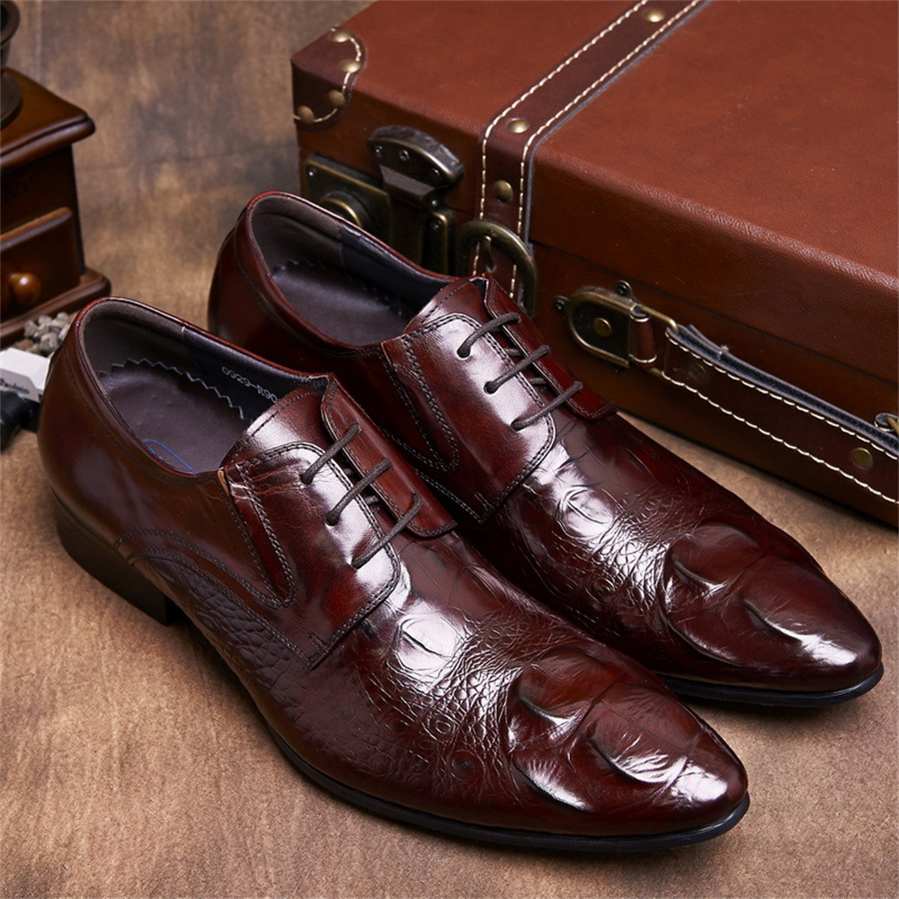 소가죽 엠보싱 악어 무늬 영국 스타일 남성 포인티드 토 - Men'S Formal Style 리뷰 및 가격