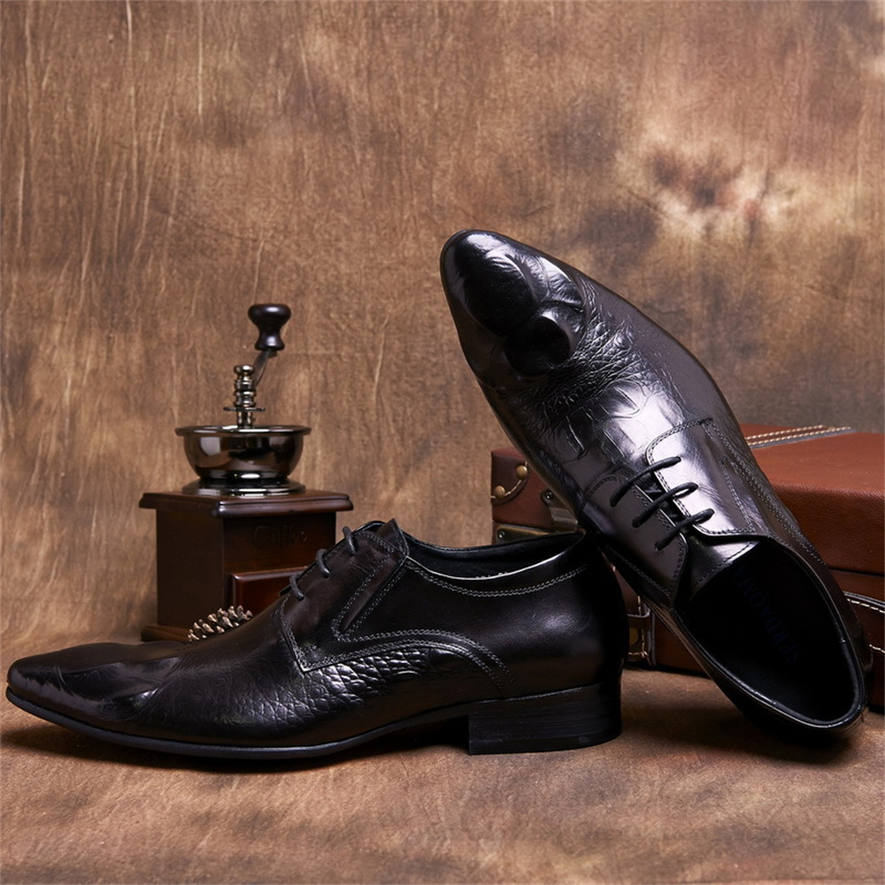 소가죽 엠보싱 악어 무늬 영국 스타일 남성 포인티드 토 - Men'S Formal Style 리뷰 및 가격